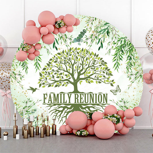 Lofaris Spring Plant Green Tree Round Family Reunion Backdrop