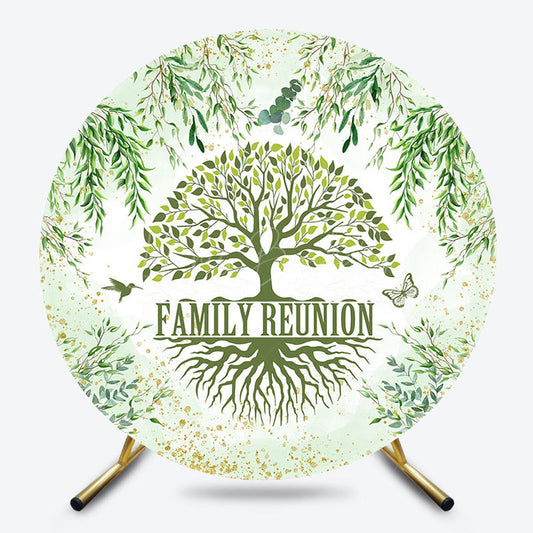 Lofaris Spring Plant Green Tree Round Family Reunion Backdrop