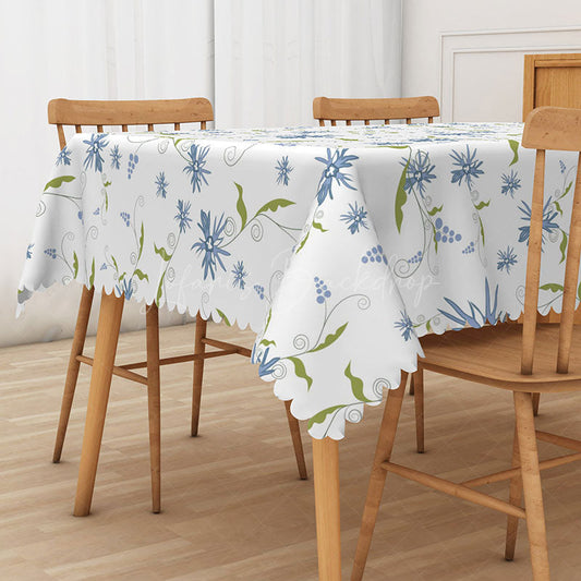 Lofaris Spring Rectangle Tablecloth with Repeating Botanical Plant Patterns for Modern and Greenery Dining Decor