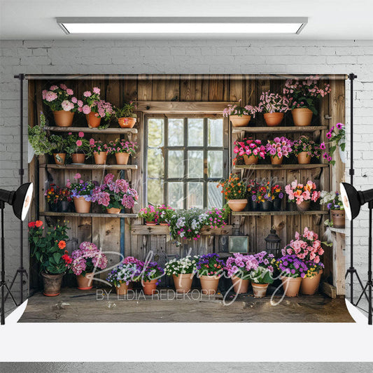 Lofaris Spring Rural Wooden Flower Shack Photography Backdrop