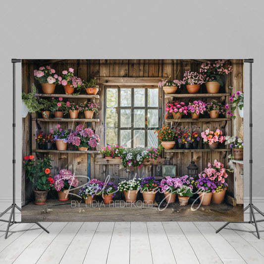 Lofaris Spring Rural Wooden Flower Shack Photography Backdrop