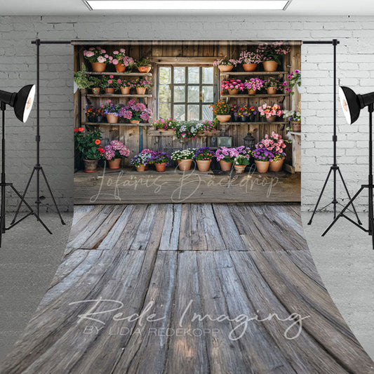 Lofaris Spring Rural Wooden Flower Shack Sweep Photo Backdrop