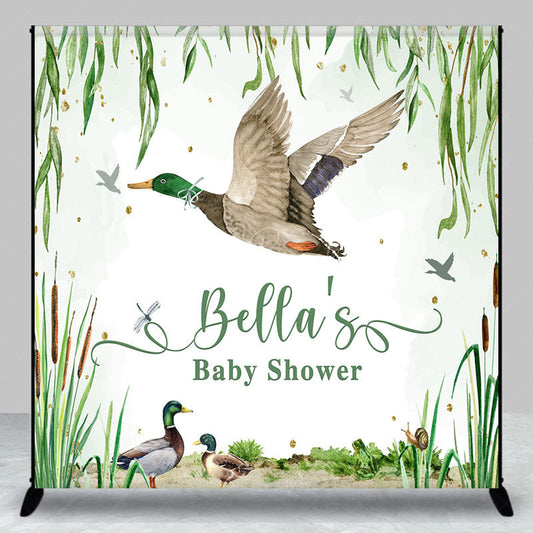 Lofaris Spring Scene Duck Custom Name Baby Shower Backdrop