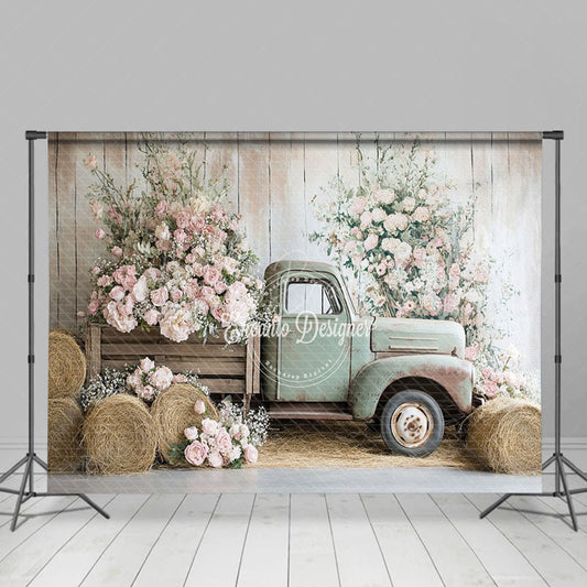 Lofaris Spring Truck Floral Fine Art Backdrop For Photo Studio