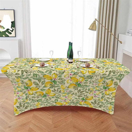 Lofaris Spring Watercolor Lemon Fruits Stretch Table Cover