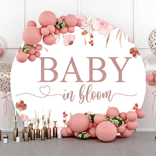 Lofaris Spring White Pink Floral Baby In Bloom Round Backdrop