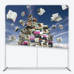Lofaris Square Double-Sided Backdrop with Floating Books and Towering Stacks Educational Theme for Graduation Party