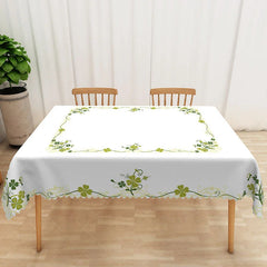 Lofaris St Patrick Day Shamrock Rectangle Tablecloth Green Lucky Clover Border Table Cover Spring Holiday Home Decor