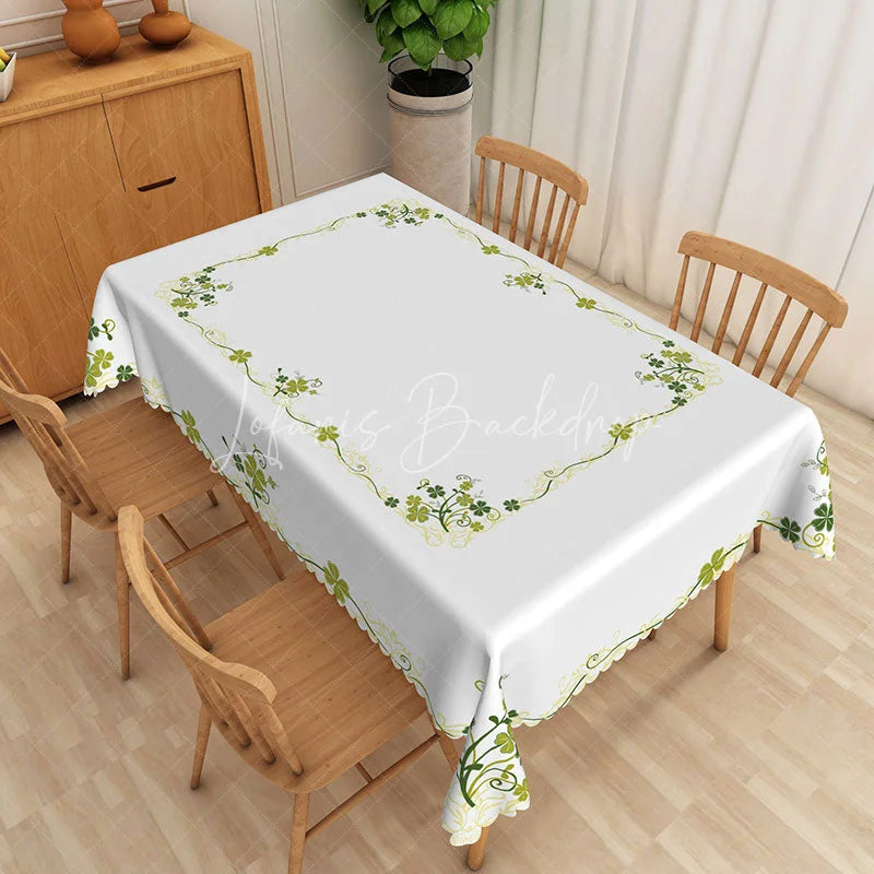Lofaris St Patrick Day Shamrock Rectangle Tablecloth Green Lucky Clover Border Table Cover Spring Holiday Home Decor