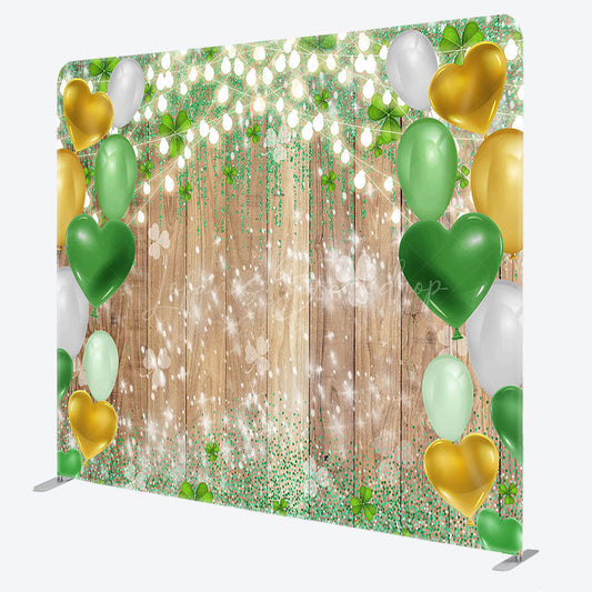Lofaris St Patrick Green Balloon Wood Square Tension Backdrop