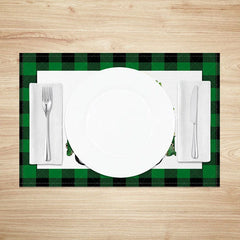Lofaris St. Patricks Day Lucky Green Truck Set of 4 Placemats Shamrock and Gold Coins Buffalo Plaid Table Mats