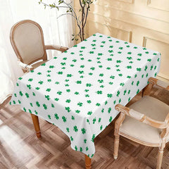 Lofaris St Patricks Day Rectangle Tablecloth Green Shamrocks Lucky Clovers Pattern Holiday Party Decoration