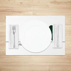 Lofaris St. Patrick’s Day Shamrock White Linen Set of 4 Placemats Lucky Green Clover Dining Table Decor