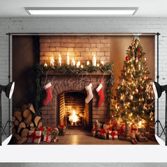 Lofaris Stacks Candlelit Fireplace Socks Christmas Backdrop