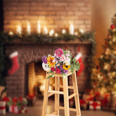 Lofaris Stacks Candlelit Fireplace Socks Christmas Backdrop