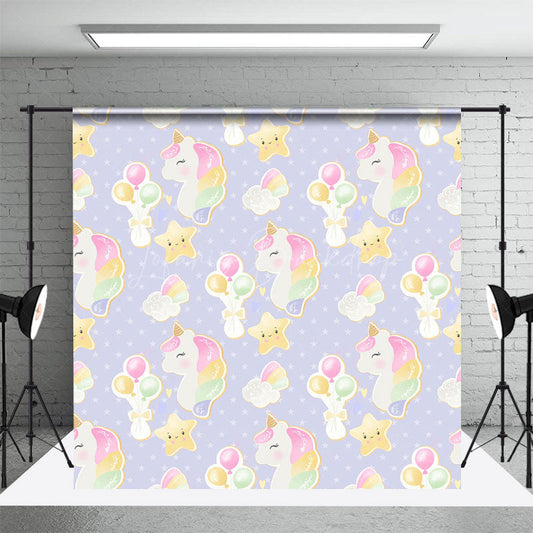 Lofaris Star Balloons Unicorn Repeat Cake Smash Backdrop