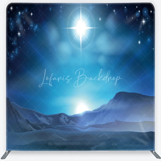 Lofaris Star of Bethlehem Tension Fabric Backdrop Bright over Snowy Mountains Background Religious Winter Holiday Decor