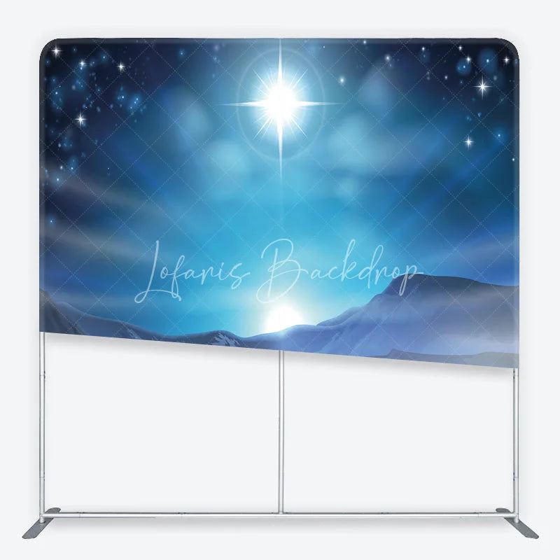 Lofaris Star of Bethlehem Tension Fabric Backdrop Bright over Snowy Mountains Background Religious Winter Holiday Decor