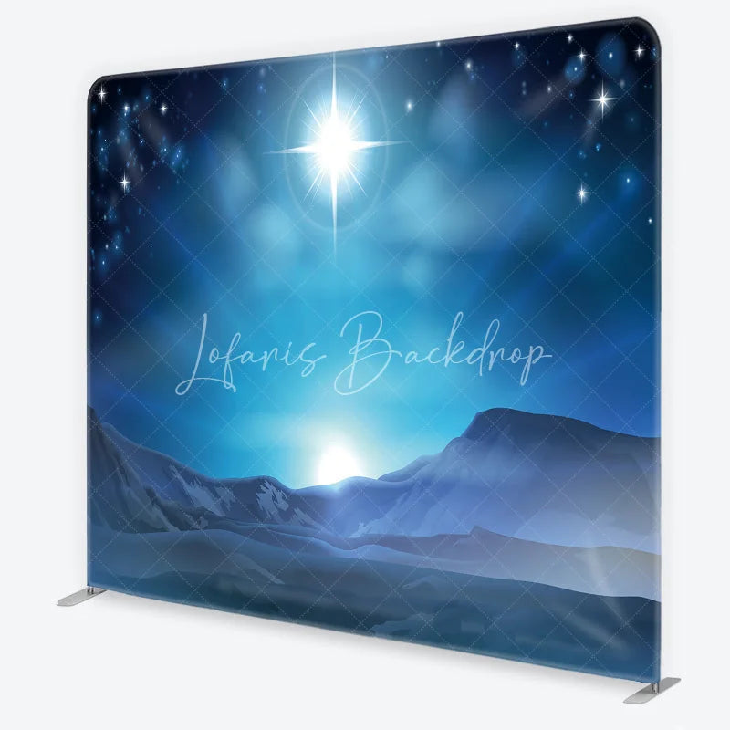 Lofaris Star of Bethlehem Tension Fabric Backdrop Bright over Snowy Mountains Background Religious Winter Holiday Decor