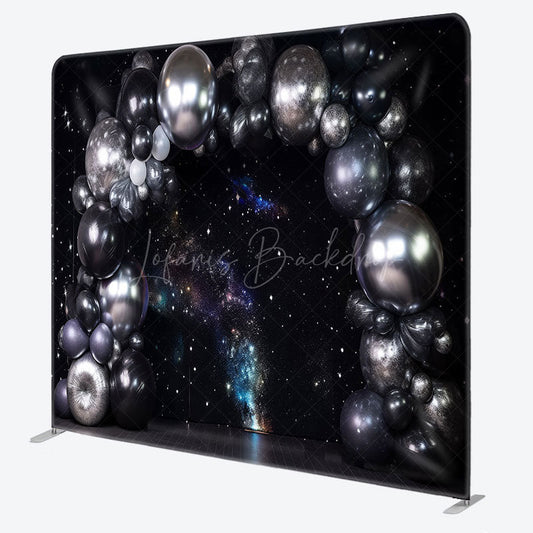 Lofaris Starry Black Wall Balloons Galaxy Square Backdrop
