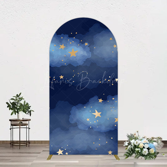 Lofaris Starry Navy Blue Night Clouds Birthday Arch Backdrop