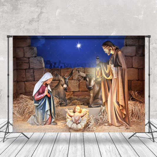 Lofaris Starry Night Bullpen Nativity Christmas Backdrop