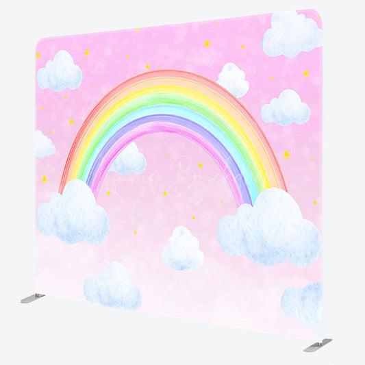 Lofaris Stars Rainbow Clouds Pink Square Tension Backdrop
