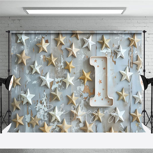 Lofaris Stars Wooden First Birthday Cake Smash Photo Backdrop
