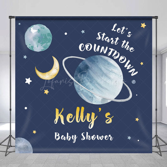 Lofaris Start The Countdown Custom Name Baby Shower Backdrop