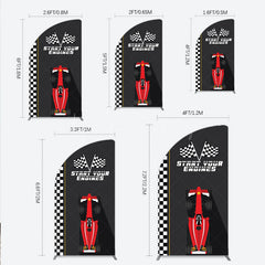 Lofaris Start Your Engines Race Car Half Moon Arch Backdrop for Baby Shower Red and Checkered Flag Boy Party Photo Booth
