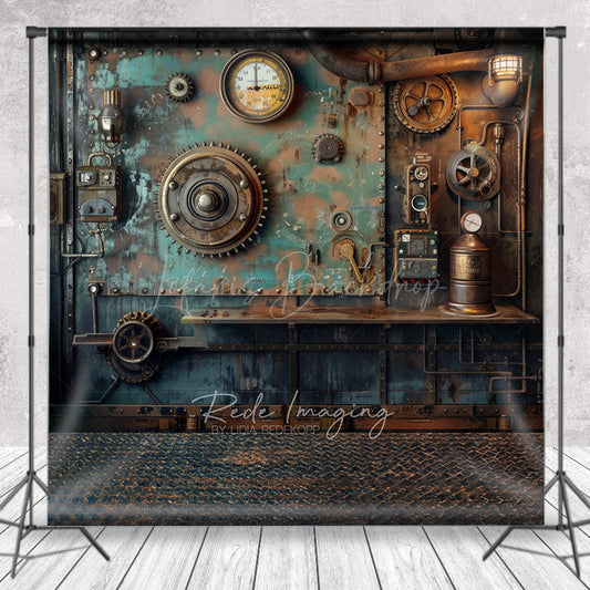 Lofaris Steampunk Wall Photography Backdrop Vintage Industrial Gears and Gauges Grunge Mechanical Studio Photo Prop
