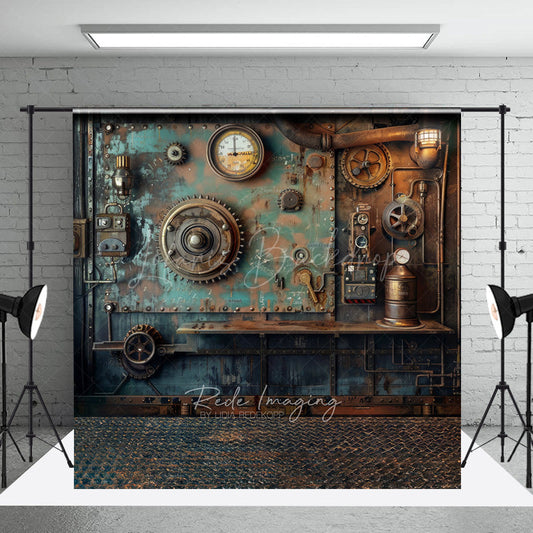 Lofaris Steampunk Wall Photography Backdrop Vintage Industrial Gears and Gauges Grunge Mechanical Studio Photo Prop