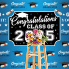 Lofaris Step And Repeat Blue Black Congrats Grad Backdrop