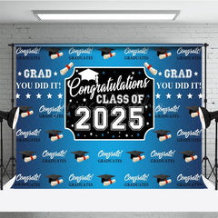 Lofaris Step And Repeat Blue Black Congrats Grad Backdrop