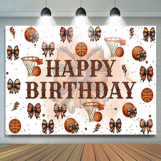 Lofaris Step And Repeat Bow Basketball Happy Birthday Backdrop
