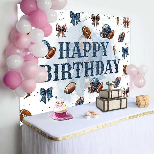 Lofaris Step And Repeat Bow Rugby Happy Birthday Backdrop