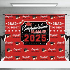 Lofaris Step And Repeat Red Black Congrats Grad Backdrop