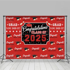 Lofaris Step And Repeat Red Black Congrats Grad Backdrop