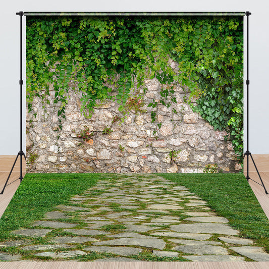 Lofaris Stone Wall Greenery Floor Spring Combo Set Backdrop