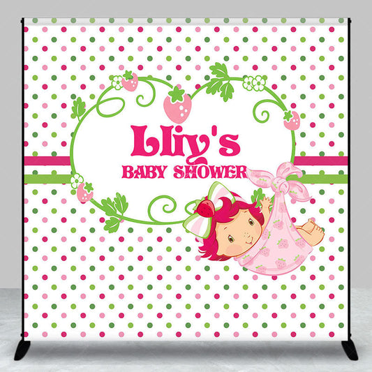 Lofaris Strawberry Girl Dots Custom Baby Shower Backdrop