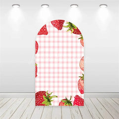 Lofaris Strawberry Pink Floral Backdrop Sweet First Birthday Decor for Girls Garden Party Photo Arch Background