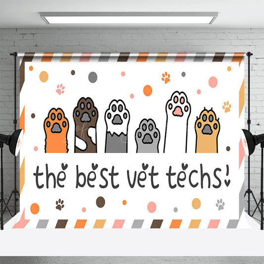 Lofaris Stripe Dots Paw The Best Vet Tech Thank You Backdrop
