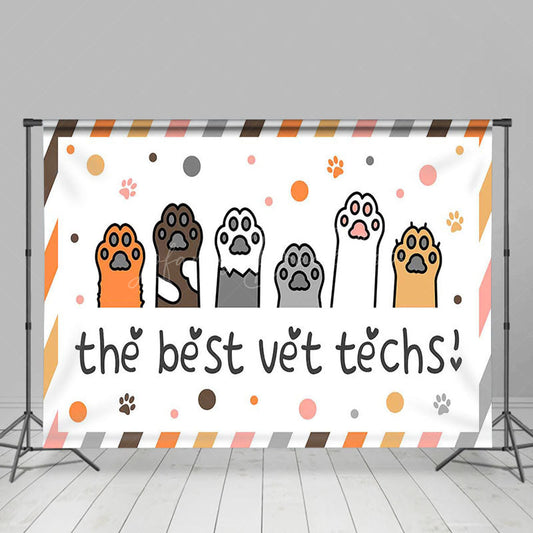 Lofaris Stripe Dots Paw The Best Vet Tech Thank You Backdrop