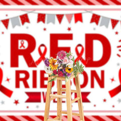Lofaris Stripe Flags National Red Ribbon Week Party Backdrop