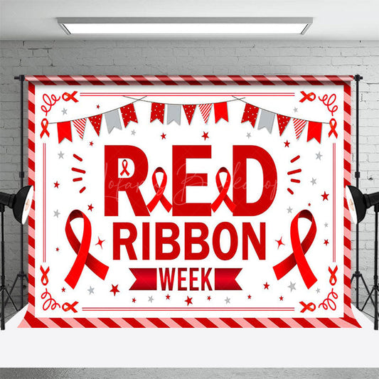 Lofaris Stripe Flags National Red Ribbon Week Party Backdrop