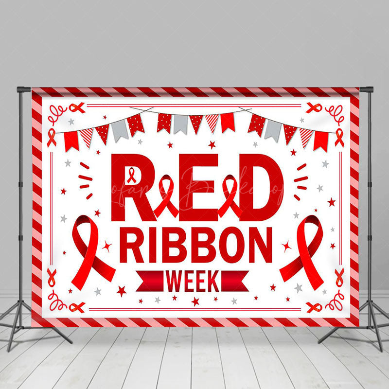 Lofaris Stripe Flags National Red Ribbon Week Party Backdrop