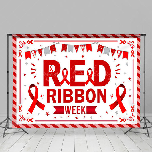 Lofaris Stripe Flags National Red Ribbon Week Party Backdrop