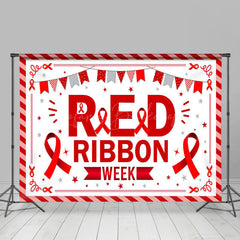 Lofaris Stripe Flags National Red Ribbon Week Party Backdrop