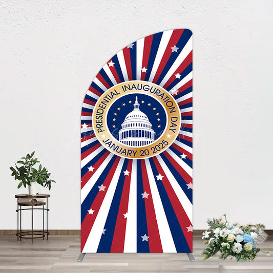 Lofaris Stripe White House Inauguration Day Half Moon Arch Backdrop