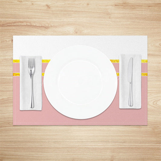 Lofaris Stripe White Pink Gold Glitter Set Of 4 Placemats